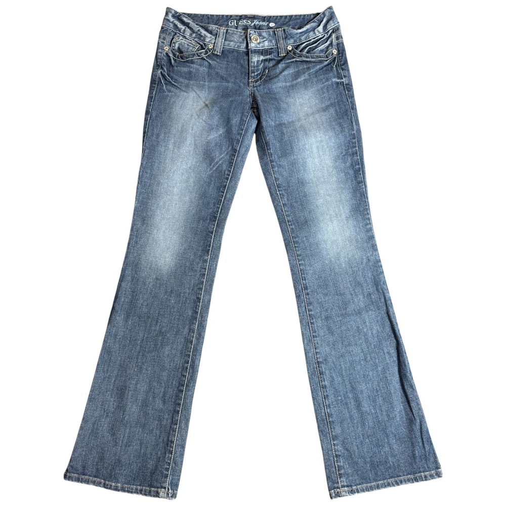 Guess Premium Jeans Womens Size 33x35 Daredevil Bootcut Low Rise Medium Blue Y2K